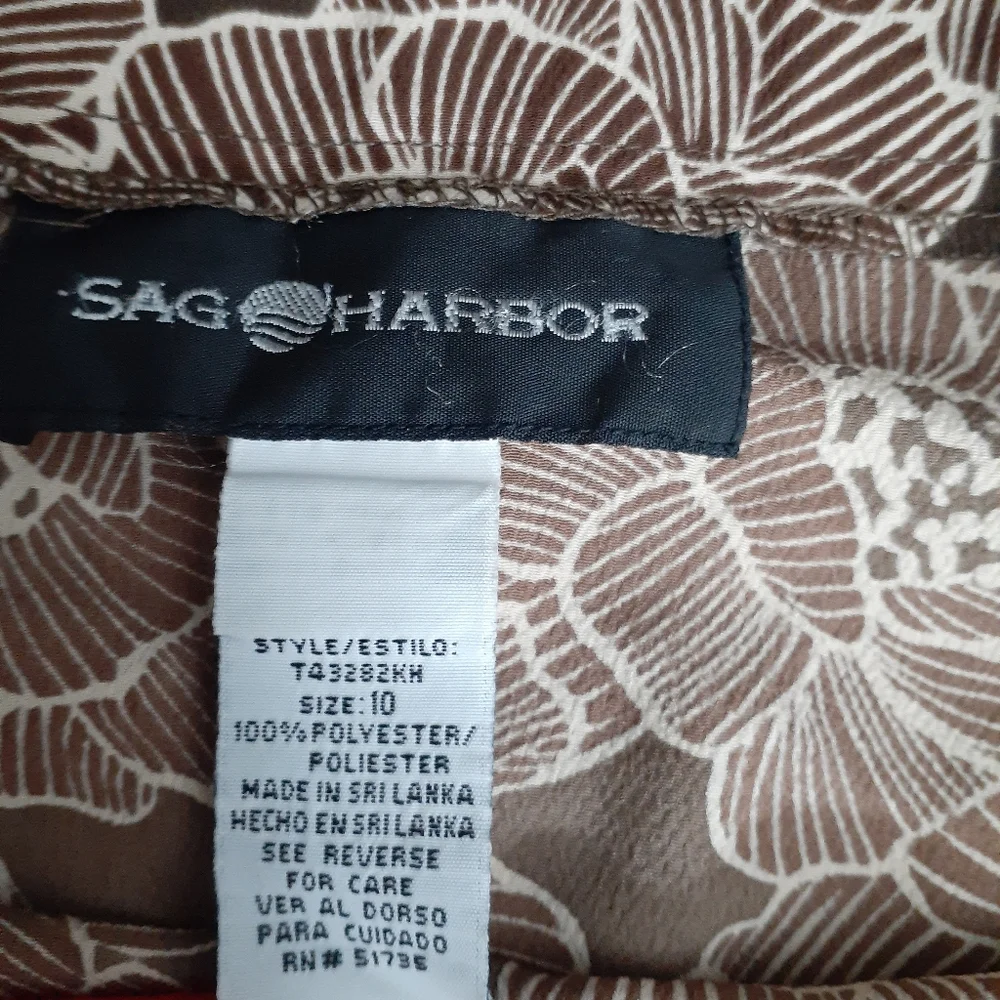 Womens sz 10 Sag Harbor A line brown white Floral print skirt Great condition - Picture 4 of 10